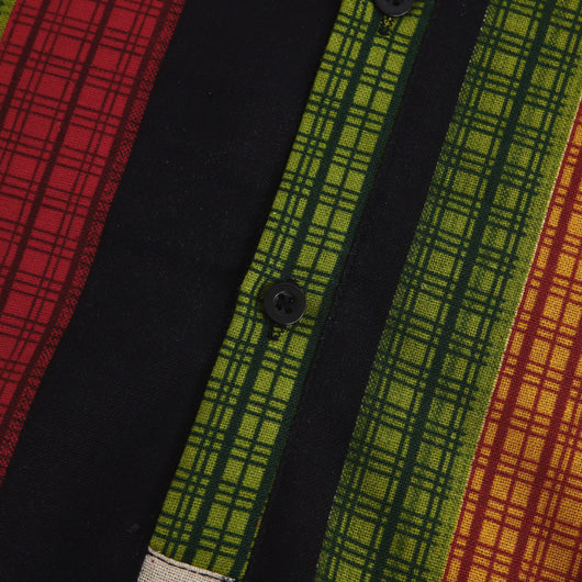 Camisa Étnica de Cuello Mao Rayas Algodón-Lino Manga Corta - Image 11