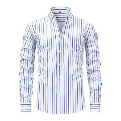Camisa Estampada Digital a Rayas con Cuello Solapa - Manga Larga para Hombre - Image 11