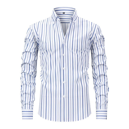 Camisa Estampada Digital a Rayas con Cuello Solapa - Manga Larga para Hombre - Image 11