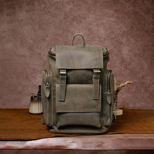 Mochila de Cuero Crazy Horse para Hombre - Portacomputadora 15.6" de Gran Capacidad - Image 6