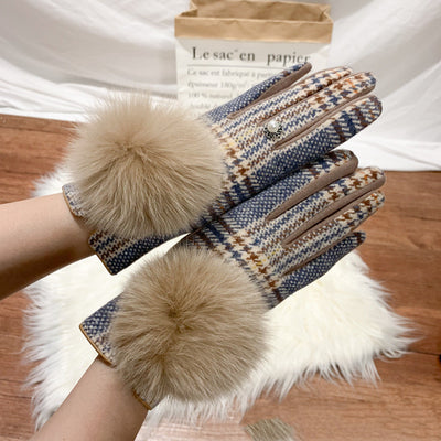 Guantes de Lana y Cachemira con Pompón de Piel de Zorro - Image 12