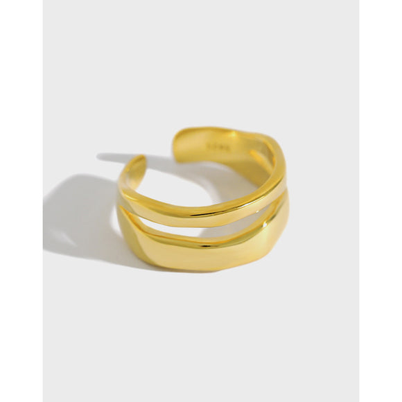 Anillo Doble Apertura Irregular para Mujer en Plata