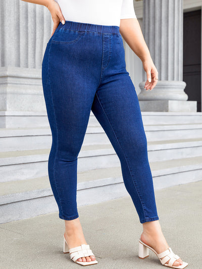 Pantalones Skinny Cortos Talla Grande con Cintura Elástica - Image 12
