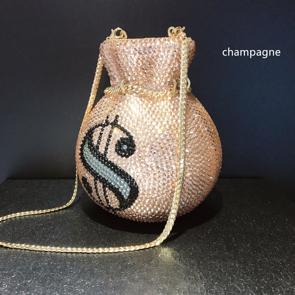 Bolso de Mano Clutch de Cristal Diamante Hecho a Mano con Cadena para Fiestas - Image 6