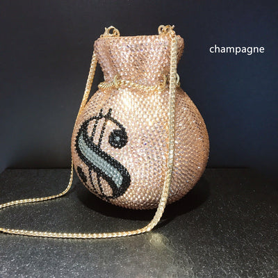 Bolso de Mano Clutch de Cristal Diamante Hecho a Mano con Cadena para Fiestas - Image 6