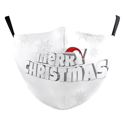 Christmas Santa Claus dustproof face mask with a red hat, white beard, and glasses on a blue and green background. - Image 6
