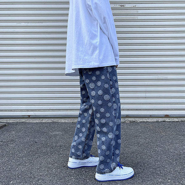 Pantalones Vaqueros Rectos con Estampado Integral para Hombre