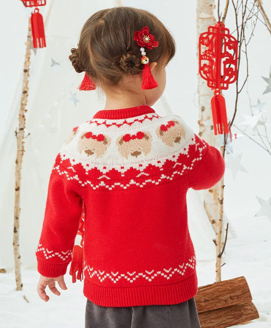 Suéter Infantil con Estampado de Osito Cartoon para Niña - Image 11