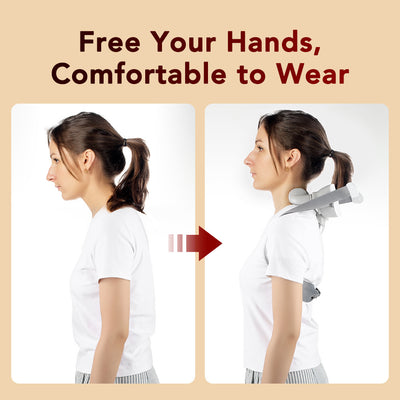 White and grey 3D smart neck massager with remote control, USB cable, and user manual, shown with its packaging. - Image 13