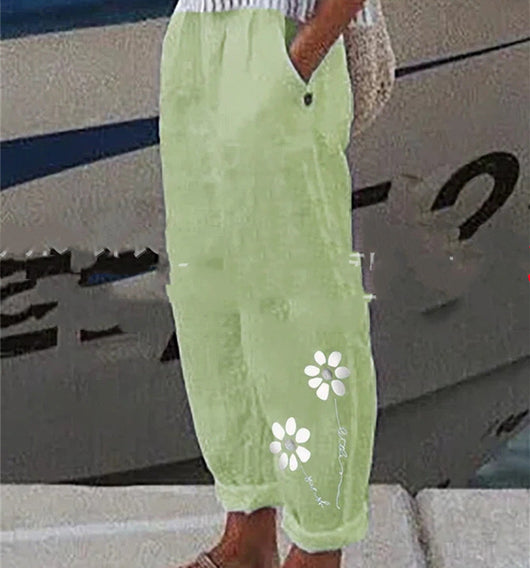 Pantalones Casuales Vintage de Algodón y Lino con Bolsillos - Image 6