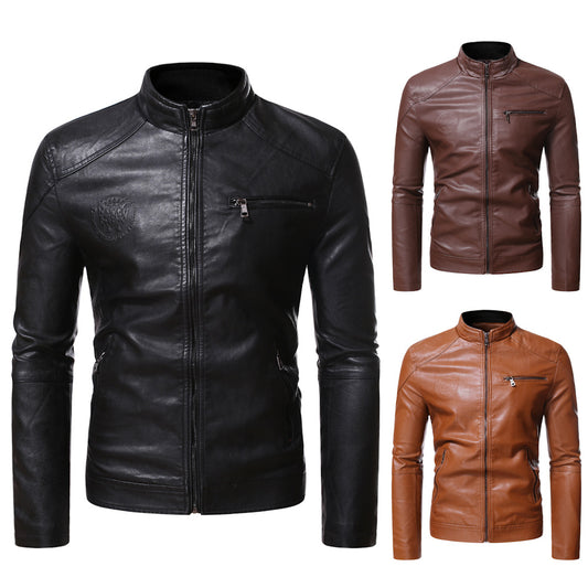 Chaqueta de Cuero PU Motociclista para Hombre - Estilo Punk Europeo con Diseño 3D Grabado