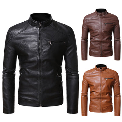 Chaqueta de Cuero PU Motociclista para Hombre - Estilo Punk Europeo con Diseño 3D Grabado