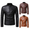 Chaqueta de Cuero PU Motociclista para Hombre - Estilo Punk Europeo con Diseño 3D Grabado