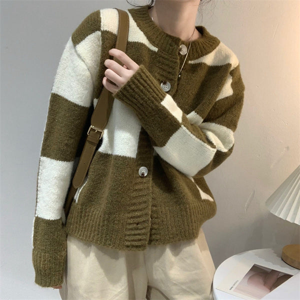 Cardigan Suelto a Cuadros para Mujer
