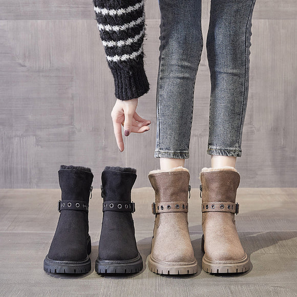 Botas de Nieve para Mujer con Forro de Pelaje y Algodón Acolchado