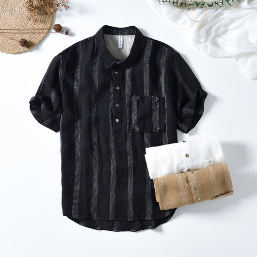 Camisa Manga Corta Hombre Algodón y Lino - Verano Fresco y Cómodo - Image 8