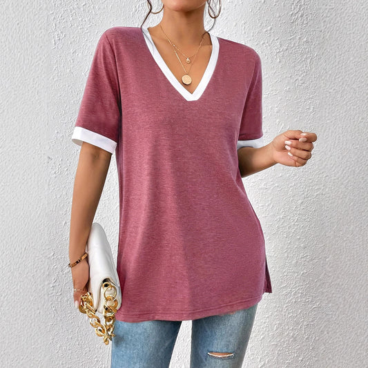 Blusa Manga Corta con Combinación de Colores