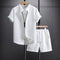 Camisa Casual Jacquard de Manga Corta para Hombre