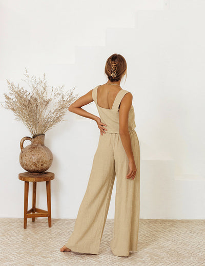 Conjunto Holgado de Lino y Algodón - Chaleco sin Mangas y Pantalón Suelto - Image 8