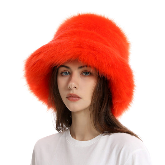 Gorro Pescador Mujer Ala Ancha Acolchado Cálido de Color Sólido - Image 4