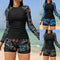 Traje de Baño Tankini Deportivo con Costuras Estampadas para Mujer