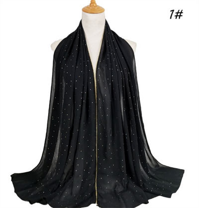 Pañuelo de Gasa Perla con Cuentas 70x180cm - Elegancia Versátil - Image 3