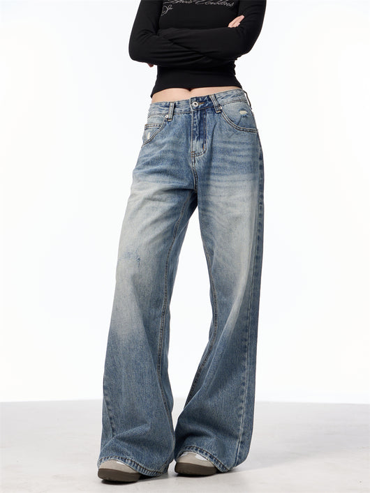 Jeans Vintage Rotos de Cintura Alta para Mujer - Azul Clásico - Image 16