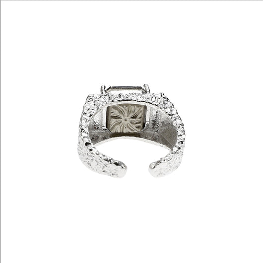 Anillo de Plata 925 con Circón y Superficie Texturizada - Ajustable - Image 6