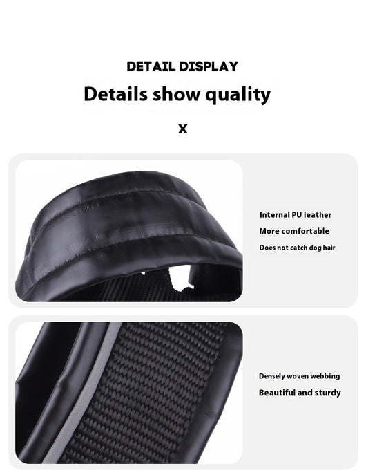 Black and brown leather and nylon dog muzzle with adjustable straps and a D-ring, shown with a size chart. - Image 14