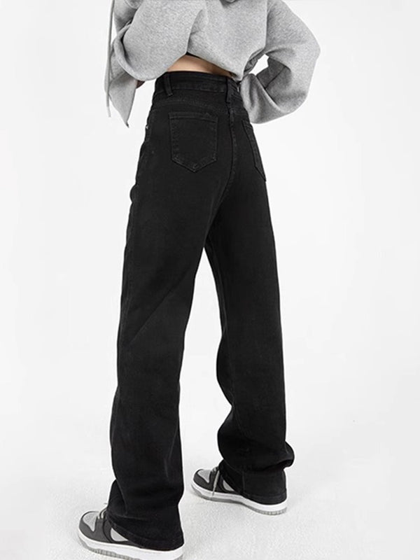 Pantalones Vaqueros Talle Grande Cintura Alta Pierna Ancha Negro - Image 4