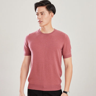 Suéter de Lana Pura Cuello Redondo Manga Corta para Hombre - Otoño e Invierno - Image 10