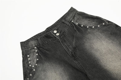 Shorts de Mezclilla Suelta con Detalles de Pintura Contrast para Hombre - Image 9