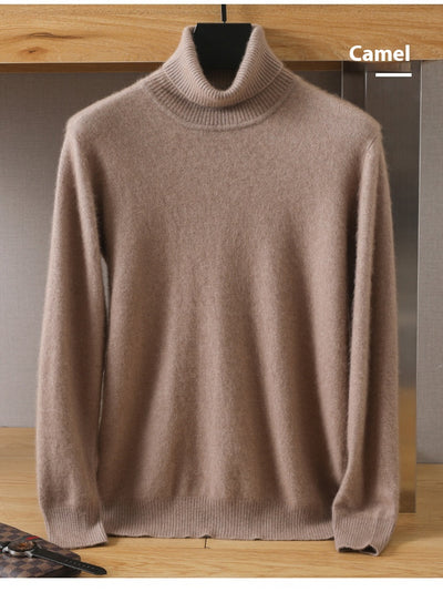 Suéter Pullover de Cuello Alto Holgado en Visón para Hombre - Invierno - Image 23