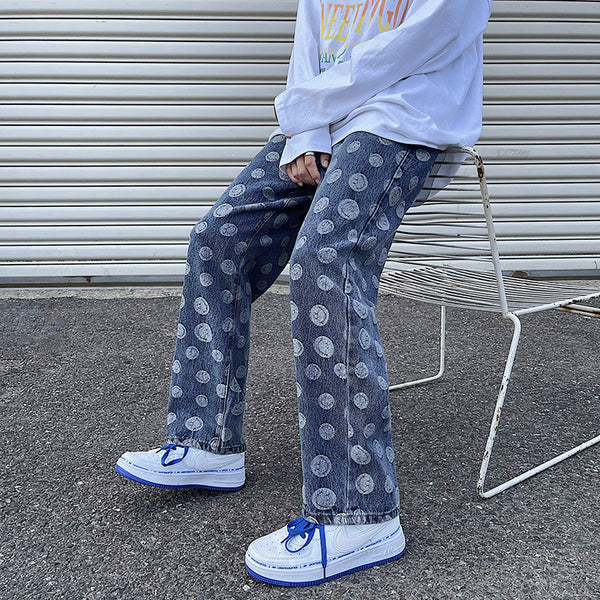 Pantalones Vaqueros Rectos con Estampado Integral para Hombre