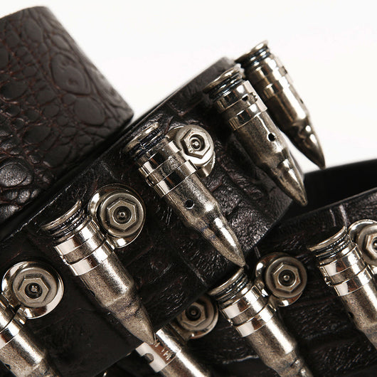 Cinturón de Cuero Premium Hip Hop Punk Rock con Detalles Metálicos y Balas Incrustadas - Image 5