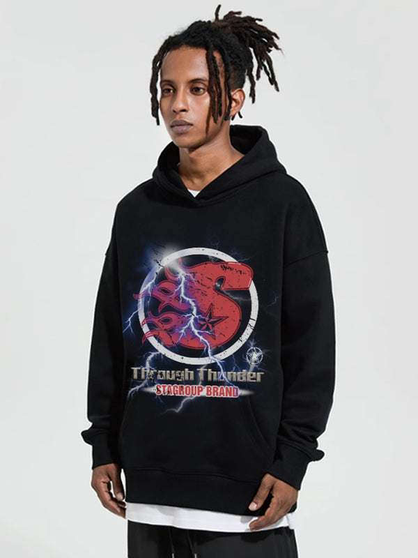 Sudadera Suelta Retro con Llamas Lightning Street para Hombre - Image 3