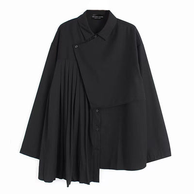 Blusa Plisada Asimétrica Estilo Británico para Mujer - Image 8