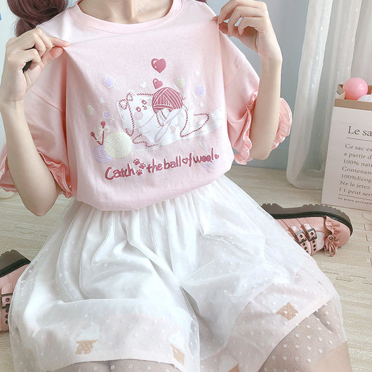 Playera Holgada para Niña con Estampado de Conejo Cartoon