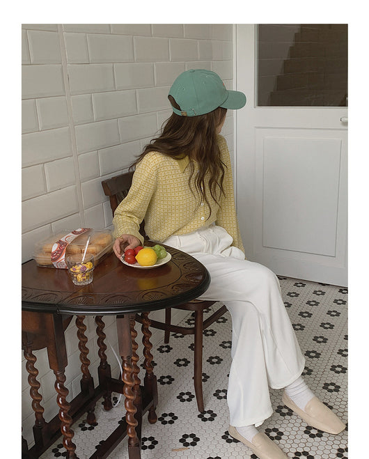 Cardigan Tejido Houndstooth con Cuello Polo para Mujer - Image 17