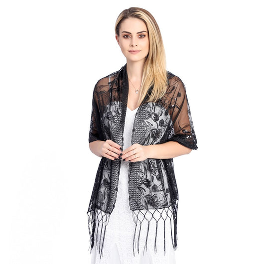 Chal de Gala Elegante con Lentejuelas y Borlas para Novia - Image 22