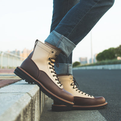 Botas de Trabajo Hombre Cuero Genuino Bicolor con Detalles Artesanales - Image 9