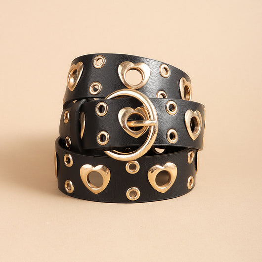 Cinturón Metal Punk para Mujer con Corazón Calado - Estilo Hip Hop Negro - Image 23