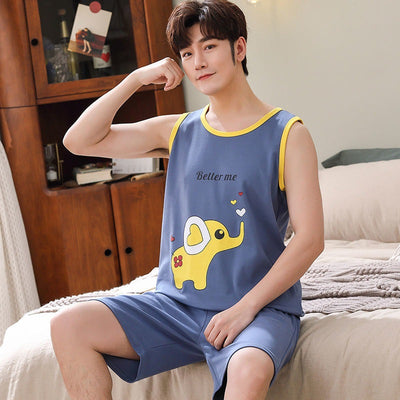 Pijama Hombre Algodón Premium - Conjunto Chaleco y Shorts - Image 28