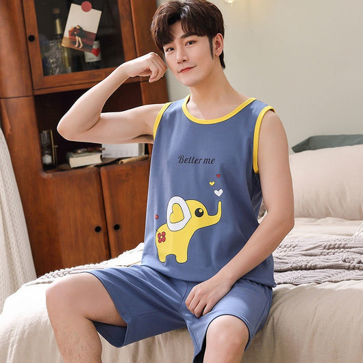 Pijama Hombre Algodón Premium - Conjunto Chaleco y Shorts - Image 28