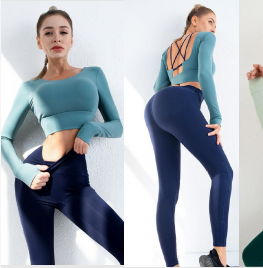 Conjunto de Ropa de Yoga Primavera Verano con Espalda Descubierta y Mangas Largas - Image 15