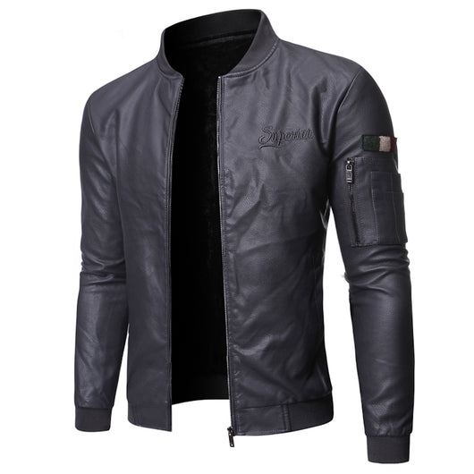 Chaqueta de Cuero Lavado para Hombre con Cuello Tipo Smoking - Image 12