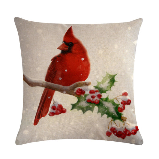 Funda de Almohada Lino Serie Pájaro Rojo Bendición Navideña - Image 19
