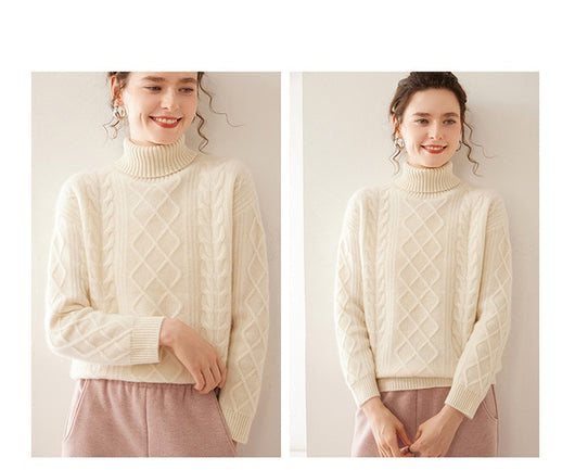 Suéter Cashmere Suelto con Cuello Alto - Tejido Grueso de Tres Capas - Image 17