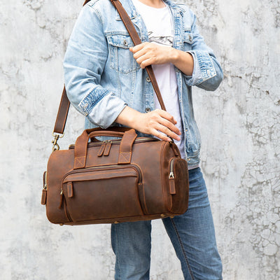 Bolsa de Viaje Cuero Genuino Estilo Retro - Equipaje de Mano Grande para Hombre - Image 6