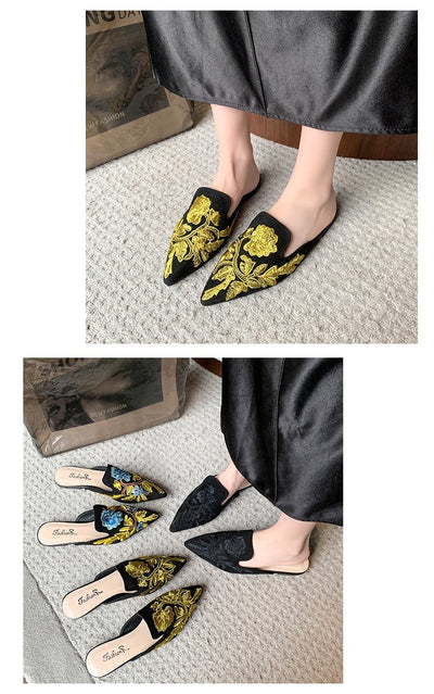 Pantuflas Bordadas Baotou Estilo Nacional para Mujer - Comodidad de Verano - Image 24